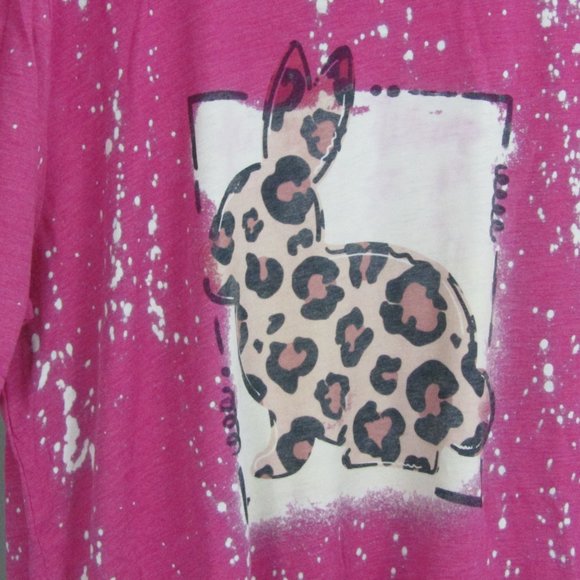 SUPER SOFT BLEACH DYED LEOPARD PATTERN BUNNY TSHIRT - Picture 3 of 5